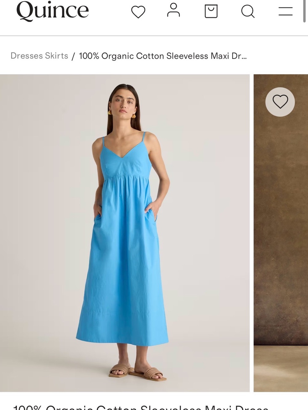 Quince Sleeveless V-Neck Maxi Dress in Bright Blue
